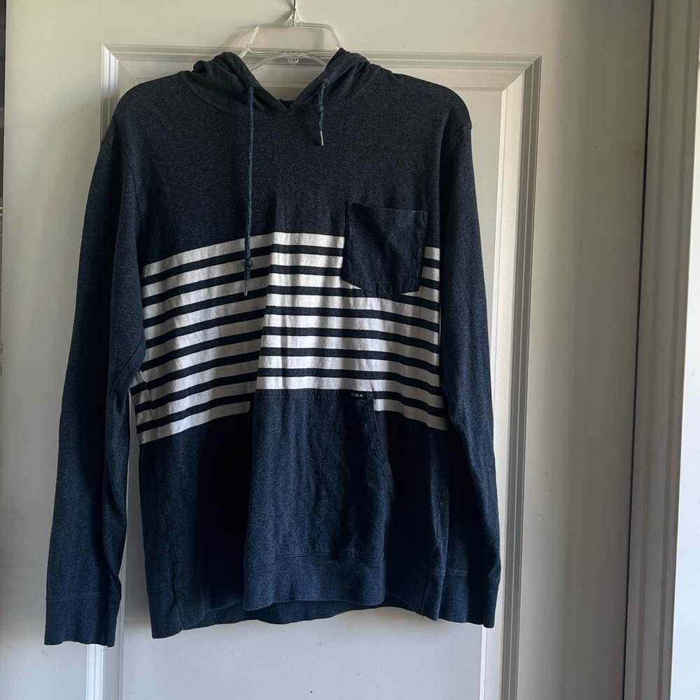 RVCA Navy Blue w/ White Stripes Hoodie
